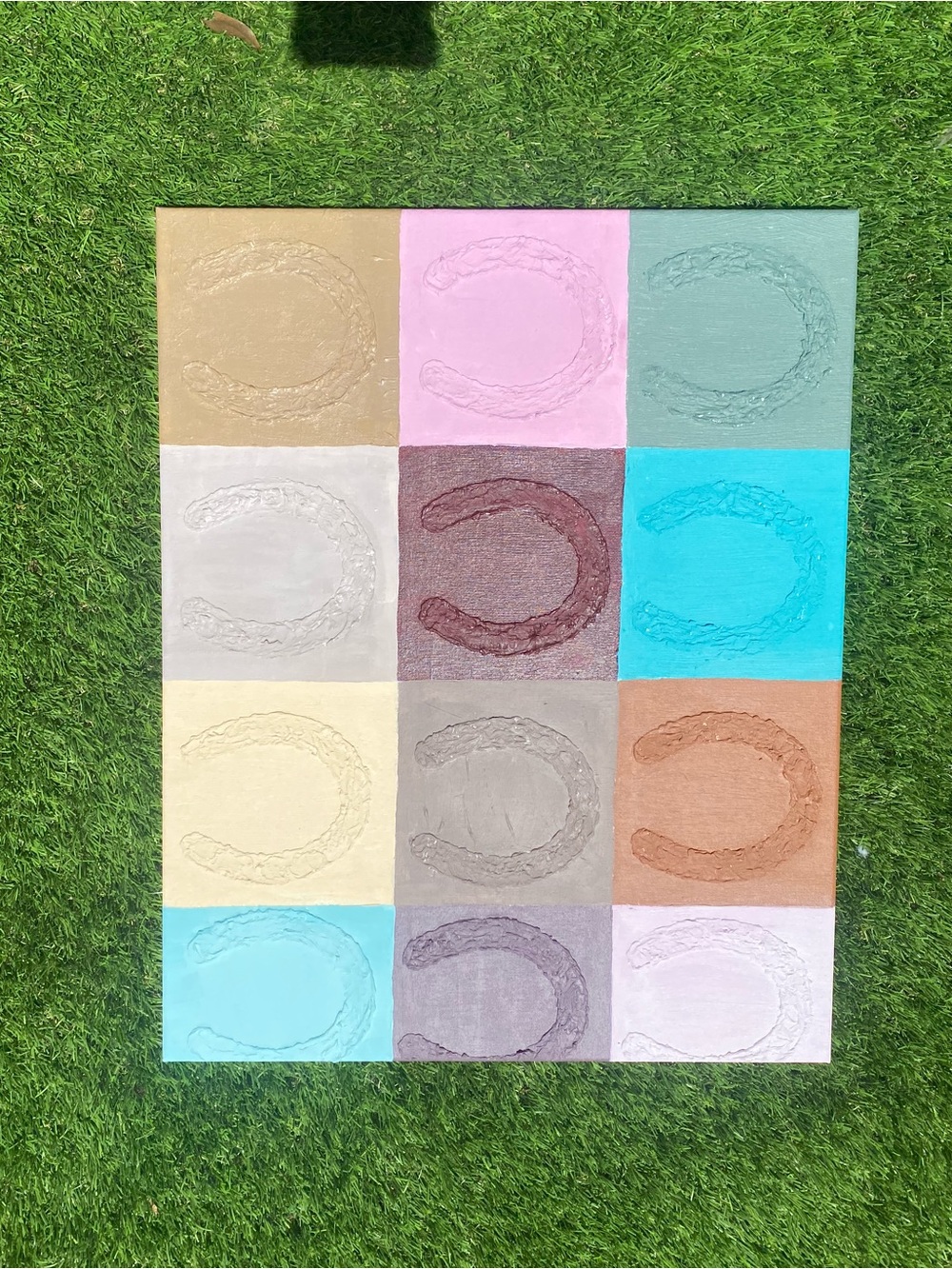 Abstract Horseshoe Grid Canvas - Multicolor